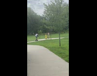 Girls dance skate shoes park yellow pants