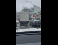 Box truck hits and scratches parked car