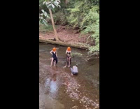 Two girls dress underwear pumpkin head creek