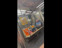 Guy tells someone to shut up on train 