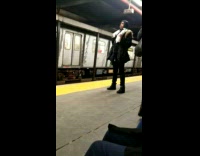 Collab Subway_Creatures - Woman black hoodie rant talk loudly subway