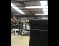 Guy jumps on boxes gym falls off