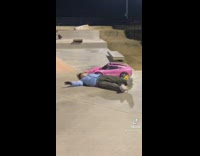 Collab BitchMP - Guy tries to jump skateboard over pink car 
