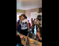 Birthday boy gets cake smashed into his face at birthday party