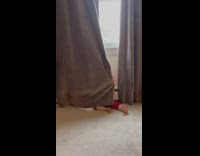 Baby sit hide with curtains says hey