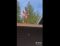 Guy climbs on roof asks wheres crocs