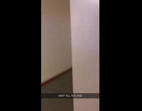 Girl knocks on dorm door runs away slips