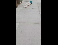 Mannequin wearing green shirt on sidewalk 