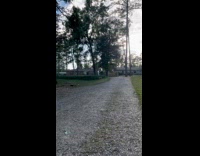 Man approaches package thrown by delivery driver