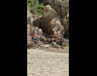 Grandpa photographs girl in bikini yoga pose 