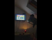 Woman gets serious at Street Fighter video game 