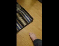 Guy drop cat on rug run away 