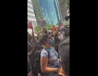 Peaceful protest people chant george floyd fans 