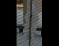 Snowman person with glowing blue eyes bench 