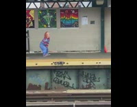 Chucky pees on boxes without knowing person is inside 