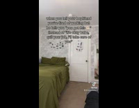 Girlfriend throws herself on bed