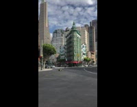 Girl bend split pose street green building