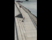 Woman in a black long sleeves top beach park Part 2