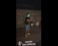 Man dance michael myers mask glowing eyes 