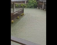 Flood outside the house and loud thunder nearby