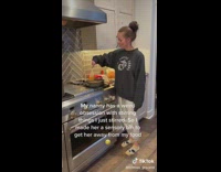 Girl makes sensory bin for nanny 