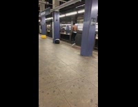 shirtless guy black pants running in place