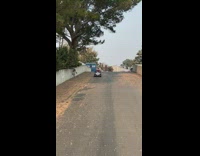 Little boy blue toy car asphalt hill 