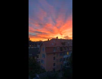 Sunset on the sky seen from balcony