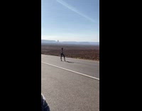 Girl black leggings raise arm route 66