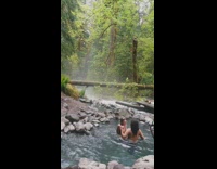 Collab Clips MPUGC2 - Couple watches tree fall on river next to their hot spring