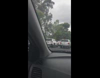 Long waiting line of cars Covid test