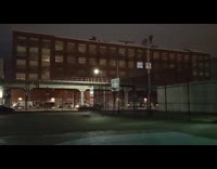 Lights in building turn on and off 