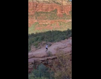 Guy white shirt dance on devils bridge