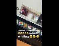 Girl online class lecture doing hair