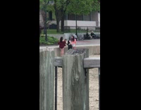 Three girls fail dance tiktok wood railing