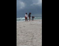 Four women bikini walk handstand tiktok beach