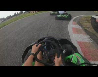 Collab VIBES - Go Kart driver drifts backwards and almost gets hit 
