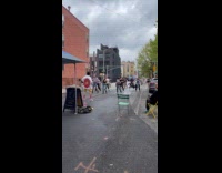 Road closed with dance class in street