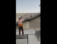 Guy on stairs hump the air wall