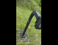 Two gecko lizards tails intertwined metal pole 