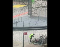 City worker cleaning park singing part 2