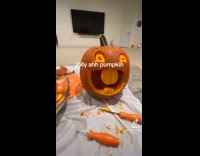 Jolly ahh pumpkin carved face large teeth