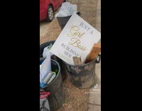 Girl boss painting found in trash on sidewalk 