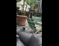 Woman pink bikini pictorial filmer friend imitate