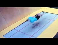 Guy jumps on trampoline, loses balance, lands on and cracks neck 