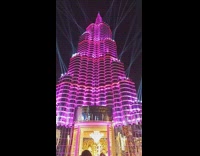 Building with lights decorated like Burj Khalifa