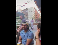 Guy in white plays music over loud speakers  Part 2 
