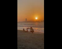 Woman Models with Mermaid Tail on the Shore
