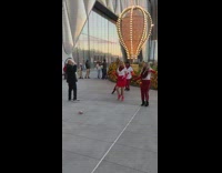 Five women Christmas costume dance Christmas Trees