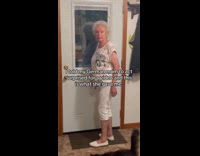 Elderly woman acting surprised in calm manner 